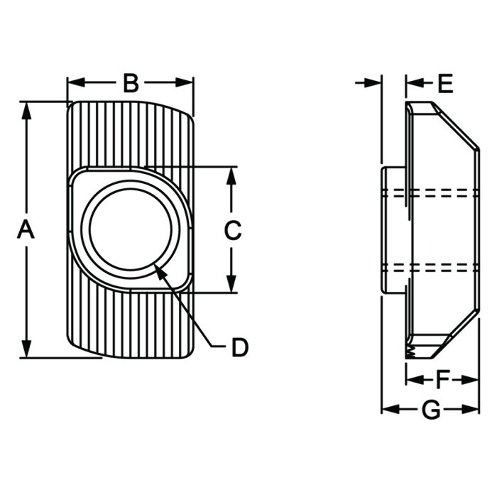 3931 | 15 & 40 Series M6 Standard Drop-in T-Nut