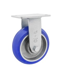 RUEDA GIRATORIA CON BRIDA DE 6" HD, RÍGIDA, RUEDA DE POLIÉSTER AZUL, CAPACIDAD DE 1500#