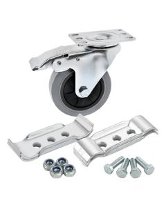 Kit de roulettes pivotantes de 4" sur plaque avec frein ESD