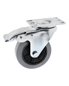 Rueda giratoria de 4" sobre placa con freno ESD