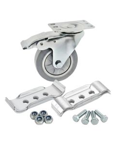 Kit de ruedas giratorias de 4" sobre placa con freno