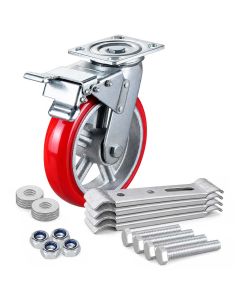 8'' Swivel Plate Caster with Brake Kit