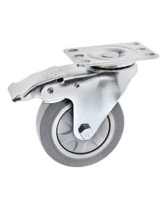 Rueda giratoria de 4" sobre placa con freno