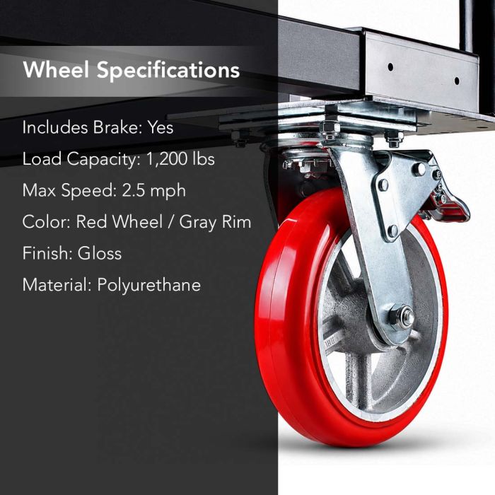 Ergonomic 8'' Swivel Plate-Mount Caster with Brake | W-8PSB